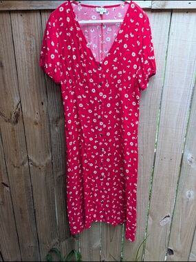 A New Day Red Floral Maxi Dress